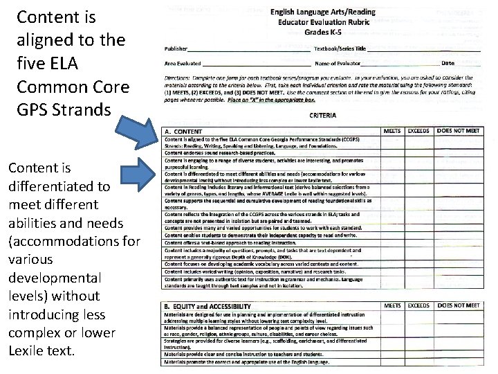 Content is aligned to the five ELA Common Core GPS Strands Content is differentiated