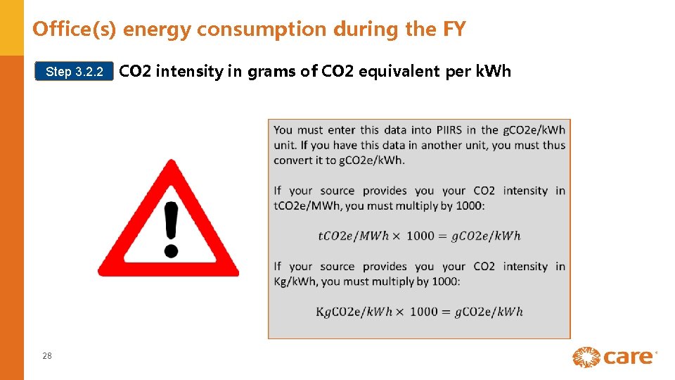 Office(s) energy consumption during the during FY energy consumption the FY Step 3. 2.