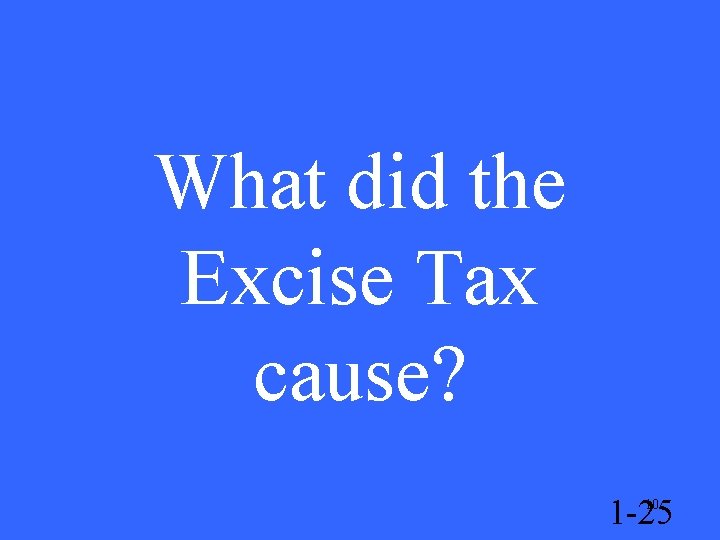 What did the Excise Tax cause? 1 -25 10 