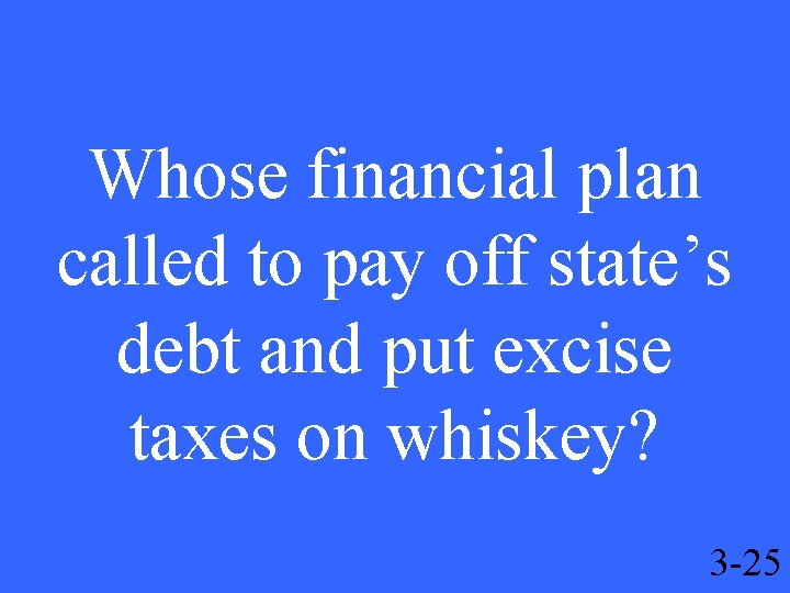 Whose financial plan called to pay off state’s debt and put excise taxes on