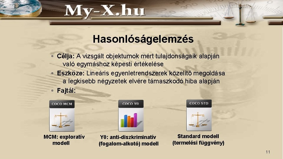 Hasonlóságelemzés ▫ Célja: A vizsgált objektumok mért tulajdonságaik alapján való egymáshoz képesti értékelése ▫