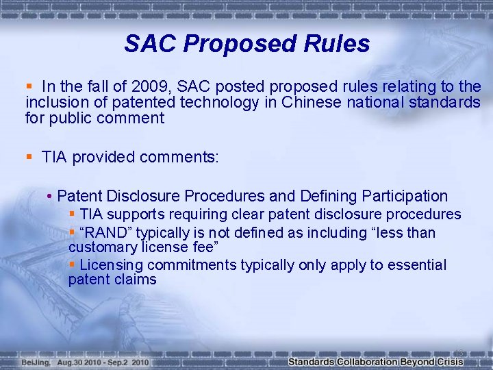 SAC Proposed Rules § In the fall of 2009, SAC posted proposed rules relating