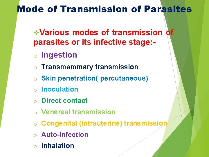 Mode of Transmission of Parasites Dr AJIT KUMAR