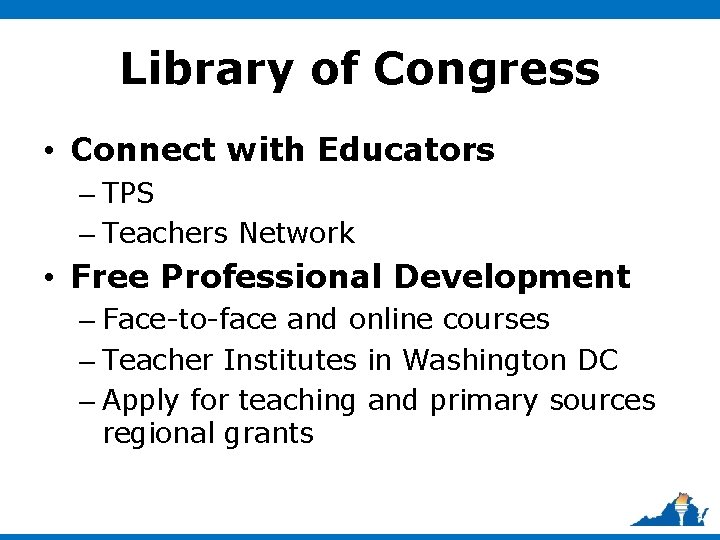 Library of Congress • Connect with Educators – TPS – Teachers Network • Free