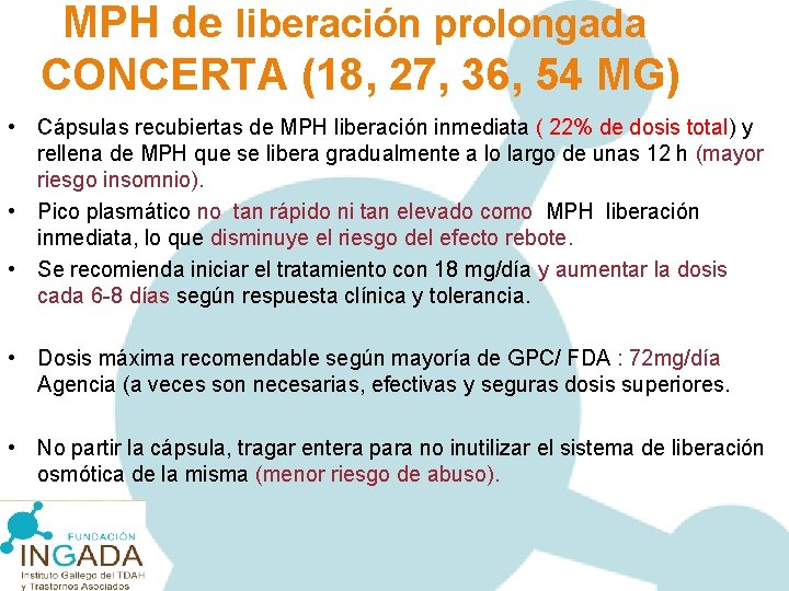 MPH de liberación prolongada CONCERTA (18, 27, 36, 54 MG) • Cápsulas recubiertas de