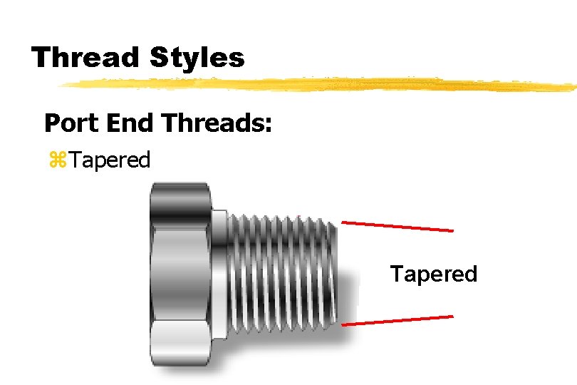 Thread Styles Port End Threads: z. Tapered 
