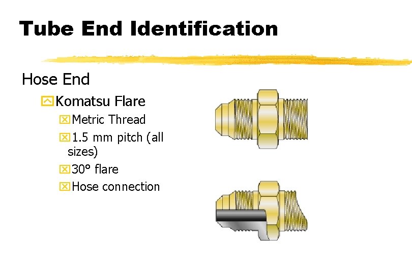 Tube End Identification Hose End y. Komatsu Flare x. Metric Thread x 1. 5
