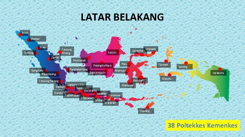 LATAR BELAKANG Aceh Medan Riau Tanjung Pinang Padang Jambi Pontianak Pangkalpinang Tanjung Karang Banten