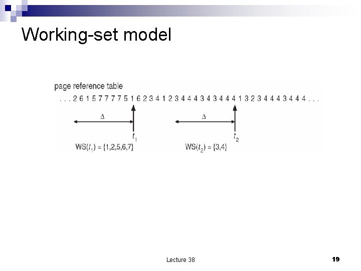 Working-set model Lecture 38 19 