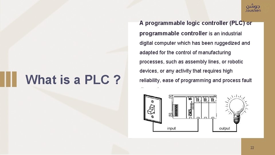 A programmable logic controller (PLC) or programmable controller is an industrial digital computer which