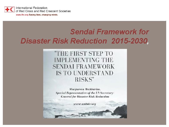 Sendai Framework for Disaster Risk Reduction 2015 -2030, 
