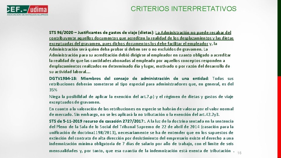 CRITERIOS INTERPRETATIVOS STS 96/2020 – Justificantes de gastos de viaje (dietas): La Administración no