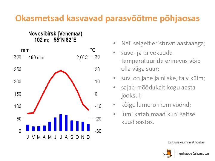 Okasmetsad kasvavad parasvöötme põhjaosas • Neli selgelt eristuvat aastaaega; • suve- ja talvekuude temperatuuride