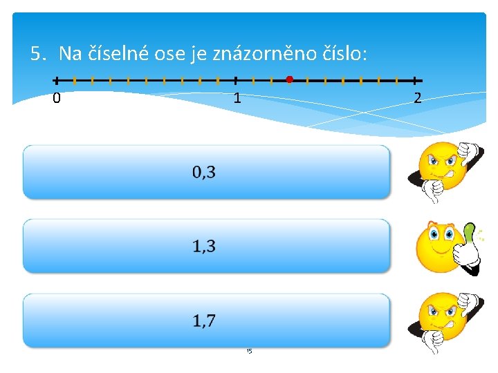 5. Na číselné ose je znázorněno číslo: 0 1 2 15 