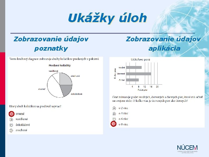 Ukážky úloh Zobrazovanie údajov poznatky Zobrazovanie údajov aplikácia Ukážky úloh Zobrazovanie údajov poznatky Zobrazovanie údajov aplikácia