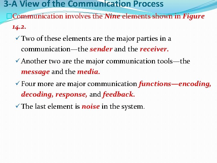 3 -A View of the Communication Process �Communication involves the Nine elements shown in