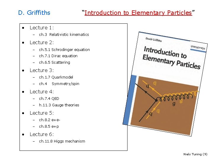 D. Griffiths • Lecture 1: – • • • “Introduction to Elementary Particles” ch.
