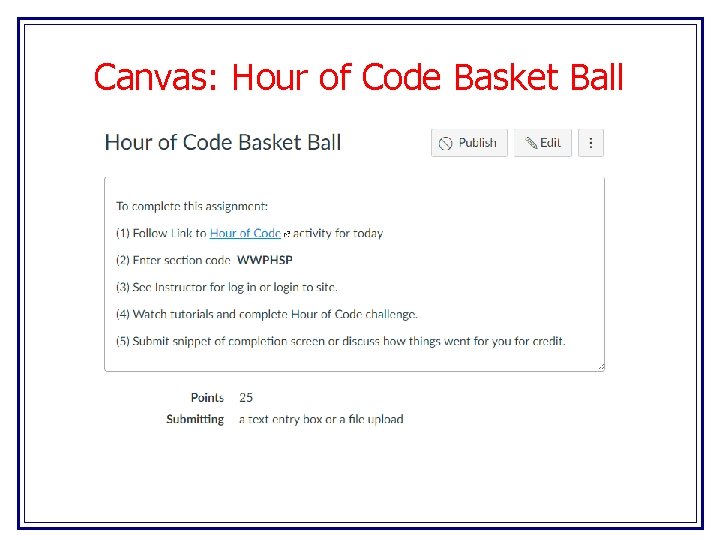 Canvas: Hour of Code Basket Ball 