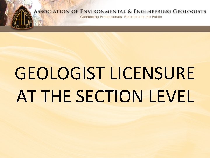 GEOLOGIST LICENSURE AT THE SECTION LEVEL 