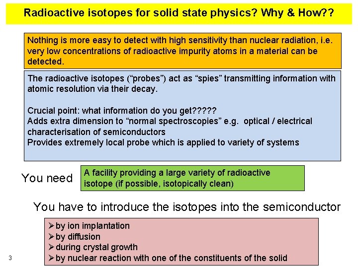 Radioactive isotopes for solid state physics? Why & How? ? Nothing is more easy