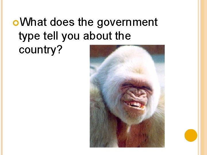 What does the government type tell you about the country? What does the government type tell you about the country?