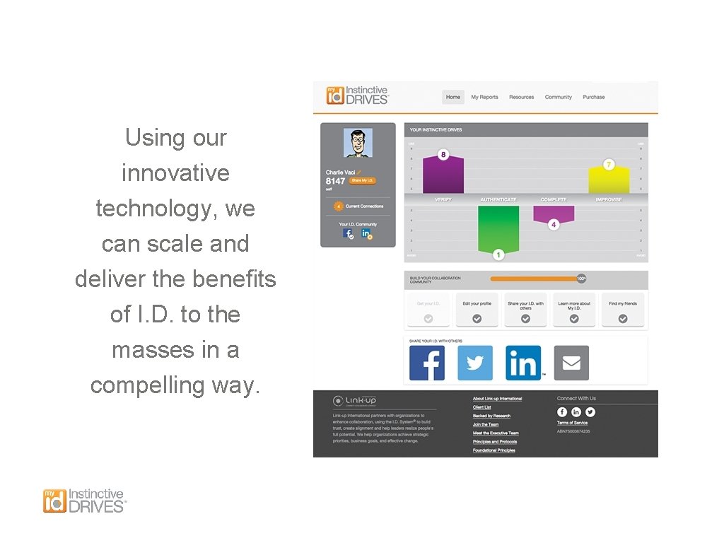 Using our innovative technology, we can scale and deliver the benefits of I. D.