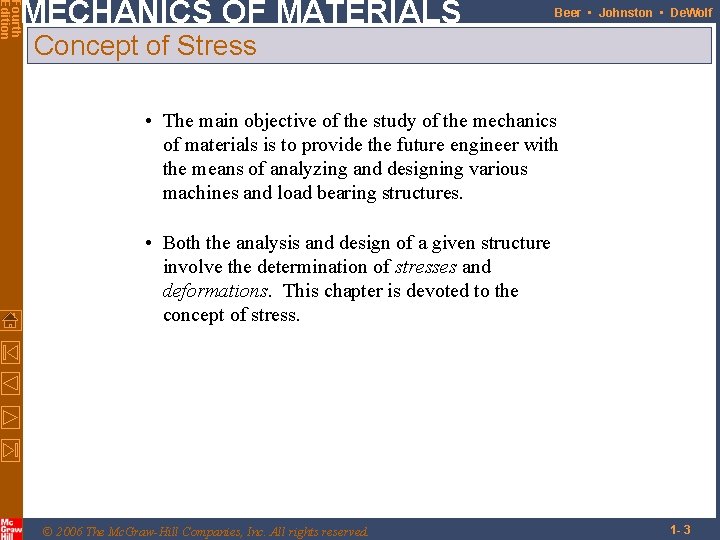 Fourth Edition MECHANICS OF MATERIALS Beer • Johnston • De. Wolf Concept of Stress