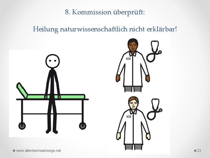 8. Kommission überprüft: Heilung naturwissenschaftlich nicht erklärbar! www. altenheimseelsorge. net 23 