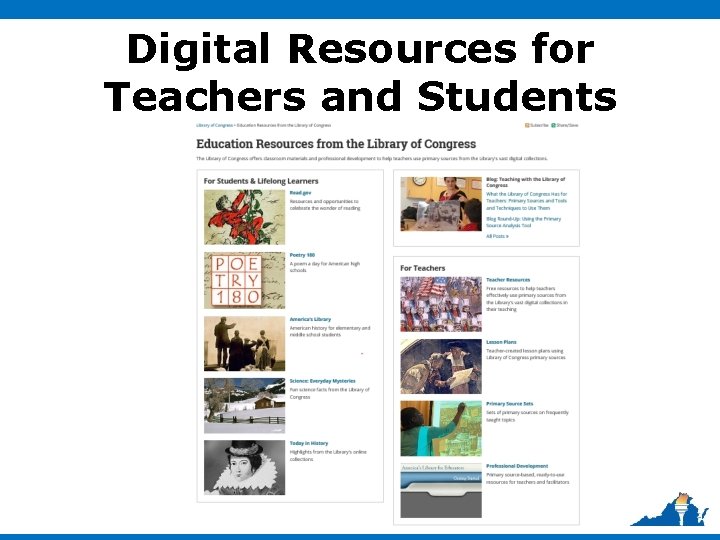 Digital Resources for Teachers and Students 