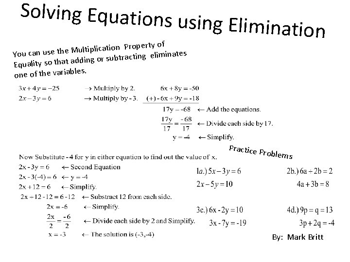 Solving Equations u on Property of ti a c li ip lt u M