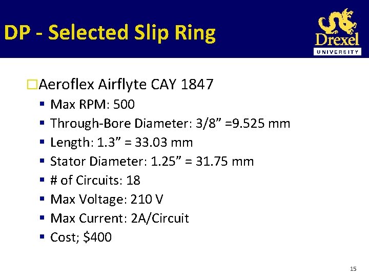 DP - Selected Slip Ring �Aeroflex Airflyte CAY 1847 Max RPM: 500 Through-Bore Diameter: