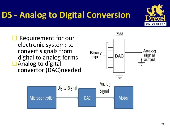 DS - Analog to Digital Conversion � Requirement for our electronic system: to convert