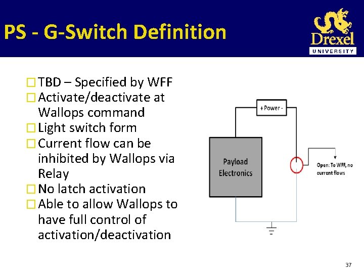 PS - G-Switch Definition � TBD – Specified by WFF � Activate/deactivate at Wallops