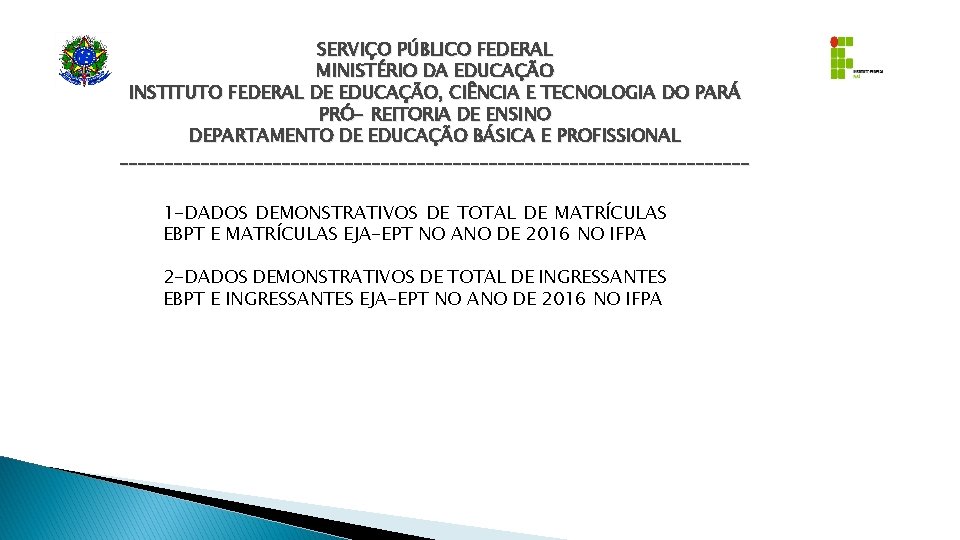 SERVIÇO PÚBLICO FEDERAL MINISTÉRIO DA EDUCAÇÃO INSTITUTO FEDERAL DE EDUCAÇÃO, CIÊNCIA E TECNOLOGIA DO