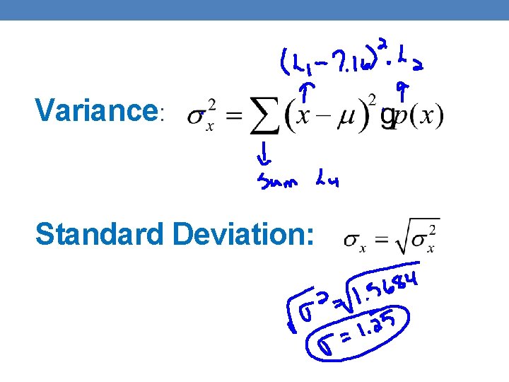 Variance: Standard Deviation: 