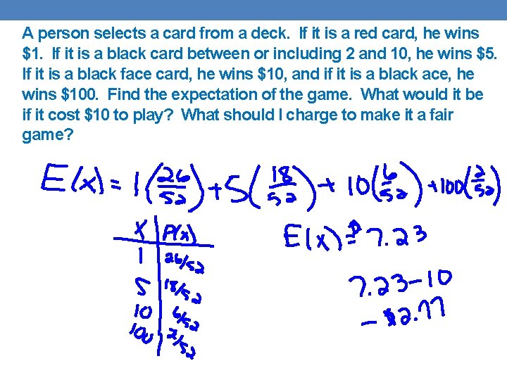 A person selects a card from a deck. If it is a red card,