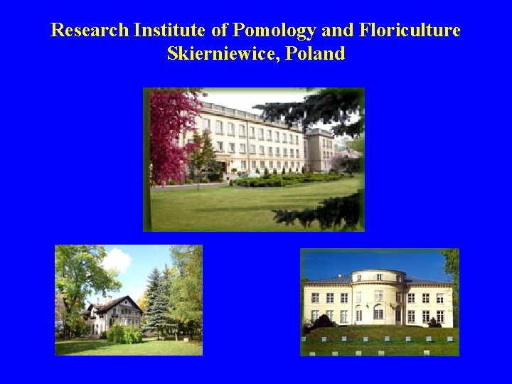 Research Institute of Pomology and Floriculture Skierniewice, Poland 