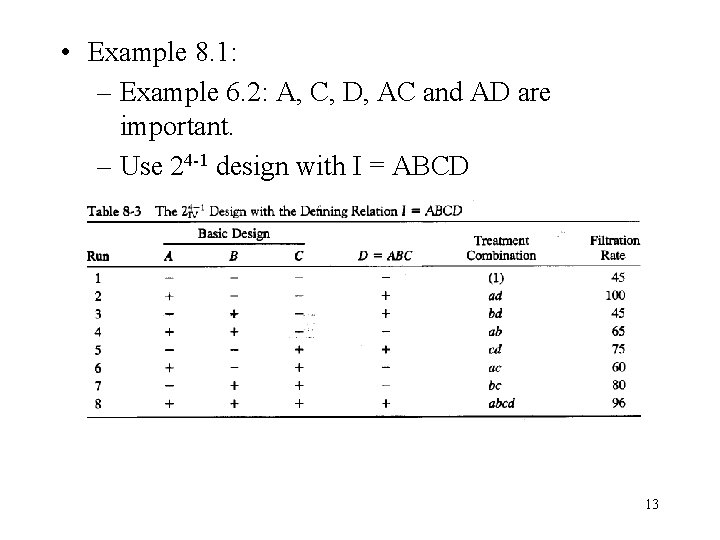  • Example 8. 1: – Example 6. 2: A, C, D, AC and