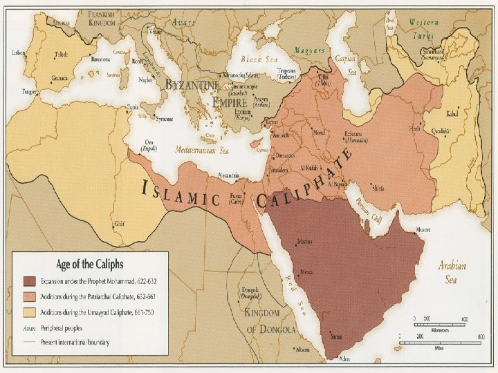 —Caliphs following Muhammad’s death: Abu. Bakr, Umar, Uthman, and Ali • Continued to expand