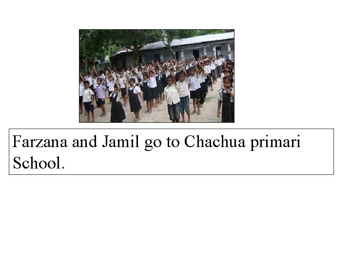 Farzana and Jamil go to Chachua primari School. 