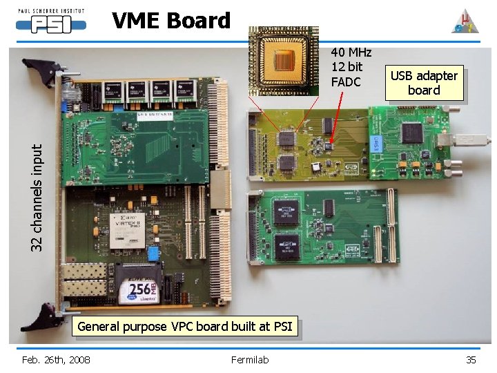 VME Board USB adapter board 32 channels input 40 MHz 12 bit FADC General