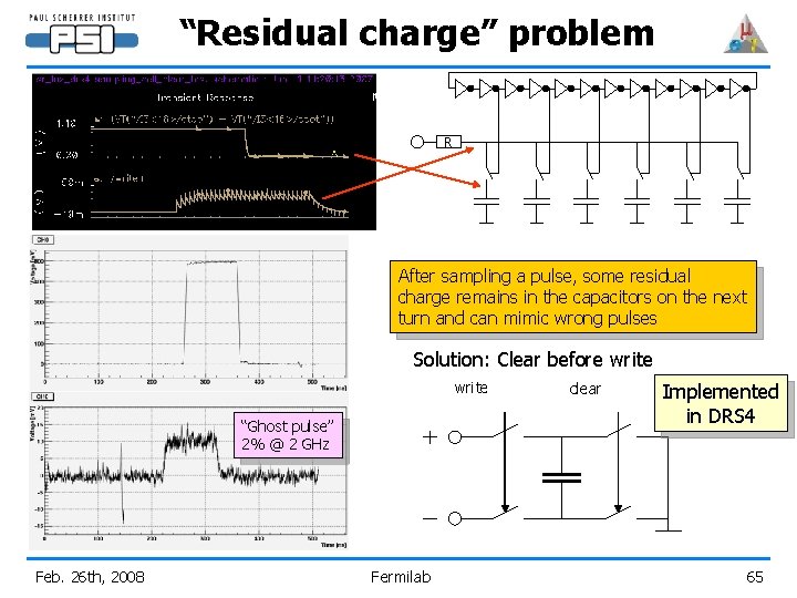 “Residual charge” problem R After sampling a pulse, some residual charge remains in the