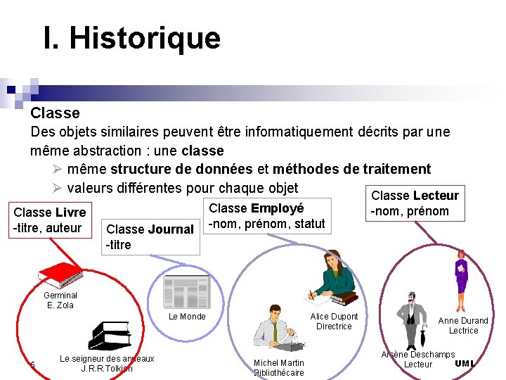 I. Historique Classe Des objets similaires peuvent être informatiquement décrits par une même abstraction