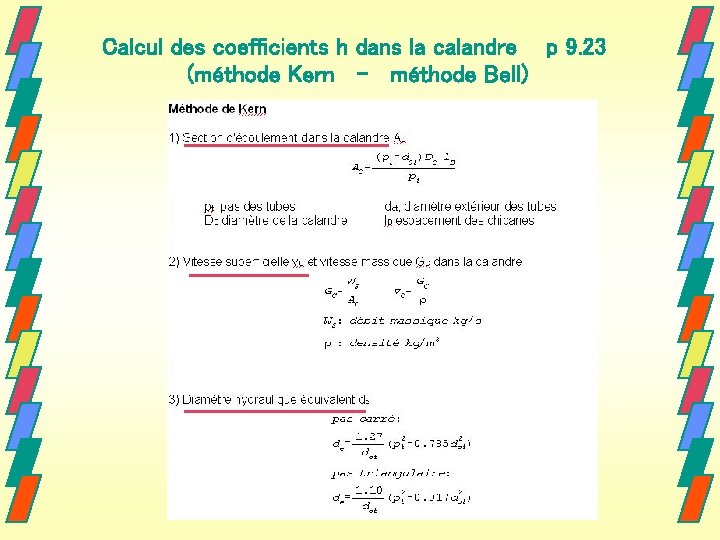 Calcul des coefficients h dans la calandre p 9. 23 (méthode Kern - méthode