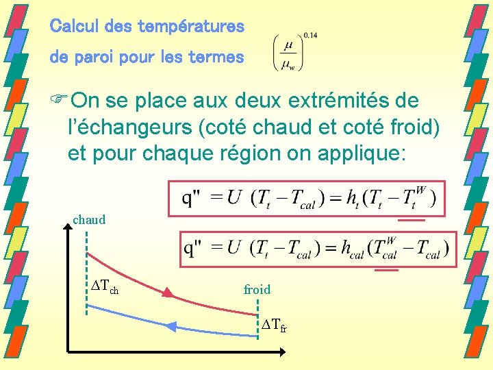 Calcul des températures de paroi pour les termes FOn se place aux deux extrémités