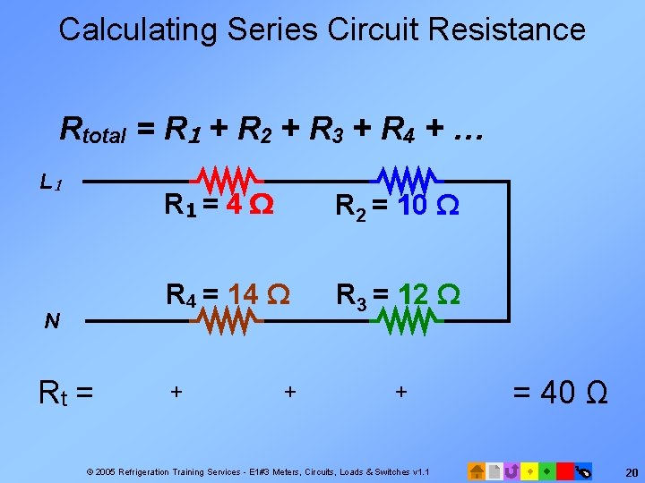 Calculating Series Circuit Resistance Rtotal = R 1 + R 2 + R 3