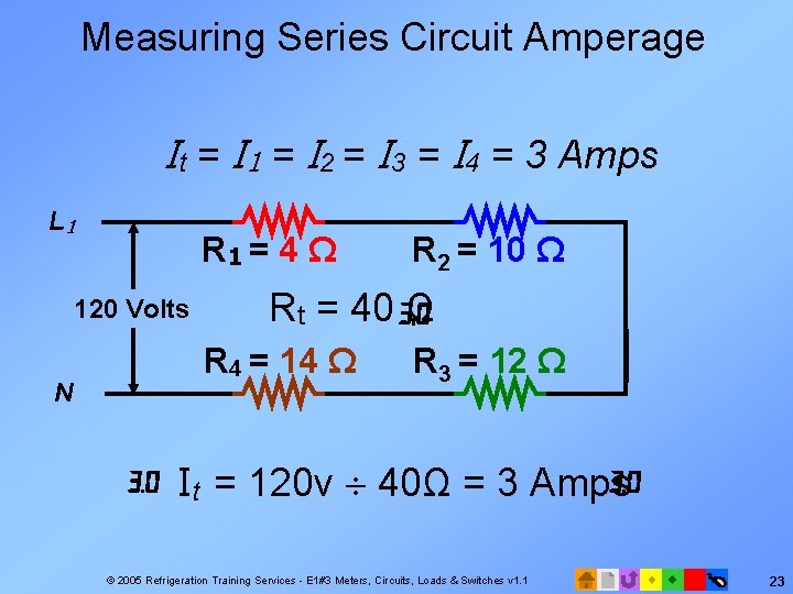 Measuring Series Circuit Amperage It = I 1 = I 2 = I 3