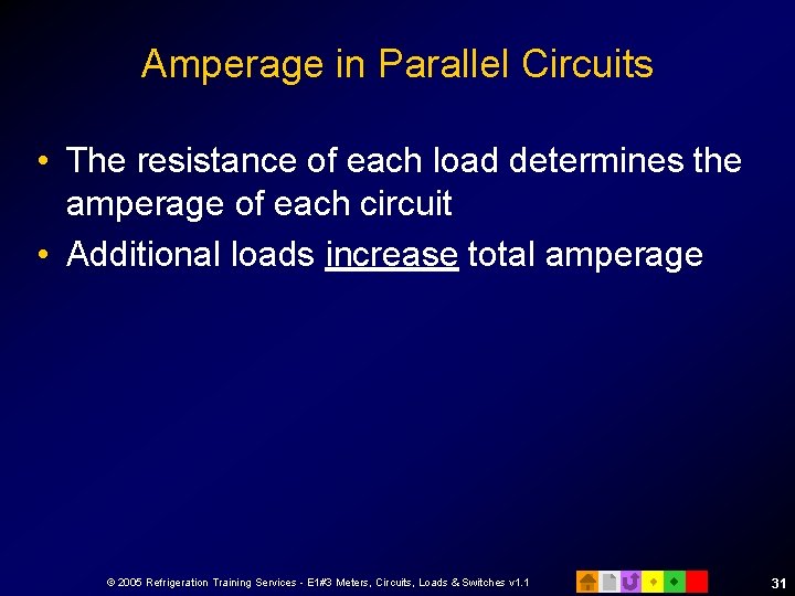 Amperage in Parallel Circuits • The resistance of each load determines the amperage of