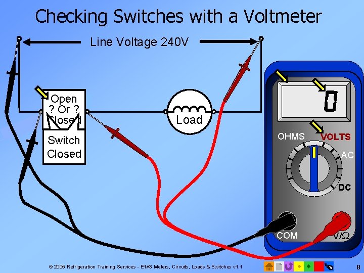 Checking Switches with a Voltmeter Line Voltage 240 V h witc SOpen Switch ?