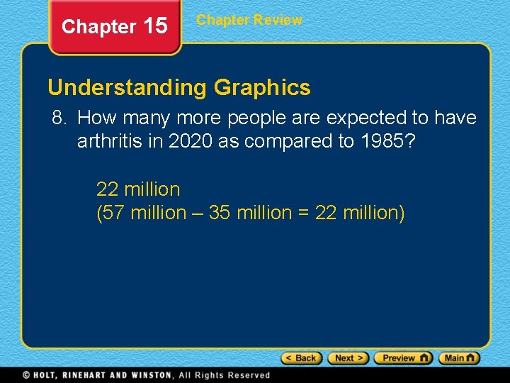 Chapter 15 Chapter Review Understanding Graphics 8. How many more people are expected to